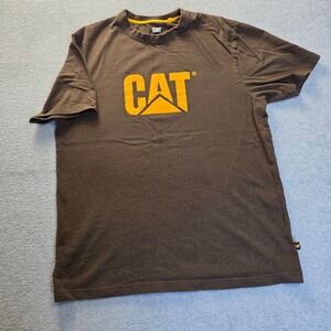 Caterpillar CAT Logo Graphic T-Shirt Mens Medium Brown Short Sleeve Cotton Tee